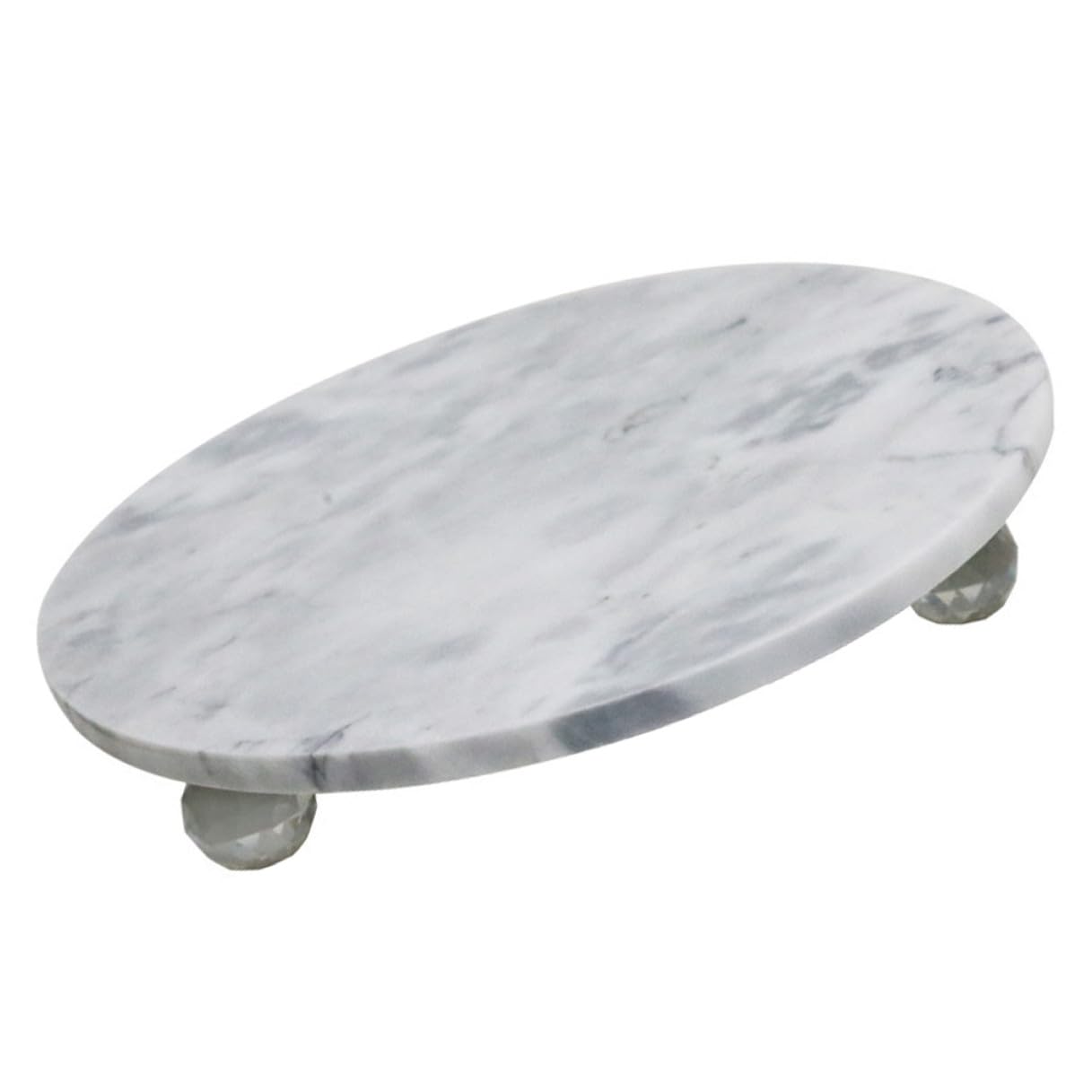 TOYANDONA Bandeja de Mármol Natural Redonda Multifunción Hogar, Porta Frutas y Joyas, Bandeja de Almacenamiento Decorativa para Baño y Exhibición, Estilo Nórdico, Tamaño Mediano
