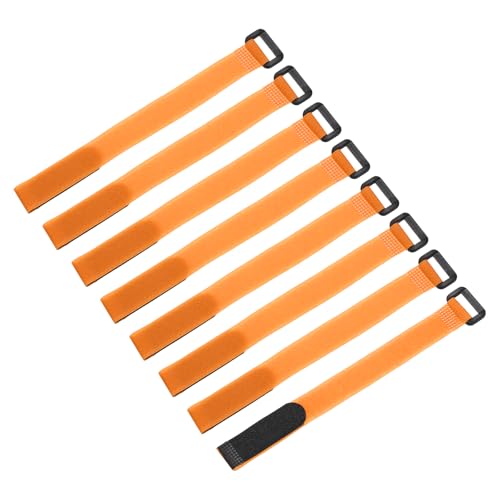 sourcing map Lot de 8 sangles d'arrimage réutilisables pour batterie, 2 x 25,4 cm en nylon orange, multifonction, sangle de serrage réglable pour la maison, le bureau, le RC, le bateau, la voiture