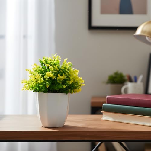 Image of fancymart Artificial Plant Hackleberry Yellow Bunch in Pot - 22 cm Height, Perfect for Tabletop Decoration | Ideal for Home & Office Decor