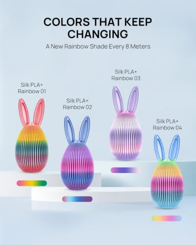 Image of JAYO Rainbow Silk PLA 3D Printer Filament 1.75mm Bundle, 250g, 4-Pack