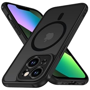 ivoler Matzwarte magnetische hoes voor iPhone 13 van 6,1 inch (15,5 cm), compatibel met MagSafe, valbescherming van militaire normen, stootvast, krasbestendige achterkant, beschermhoes, dunne