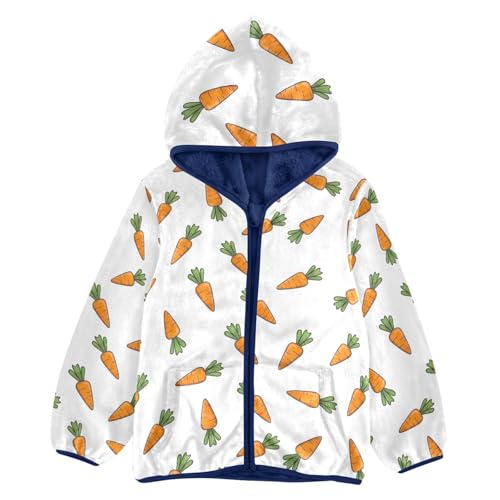 CHIFIGNO Carrot White Toddler Boy Zip up Hoodie Fleece Jacket for Fall Winter 3T
