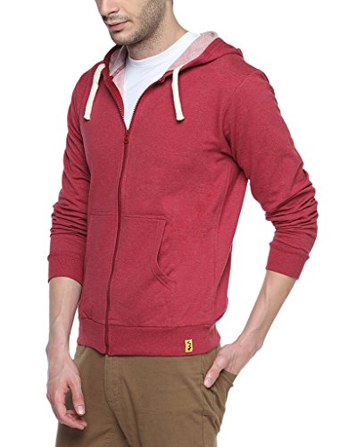 Image of CAHOOT Men's Dark Blue Zip-Front Hoodie with Contrast Drawstring for Casual Wear | Long Sleeve | Hooded Neck | Zipper Closure | Cotton Sweatshirt Crafted with Comfort Fit for Everyday Wear