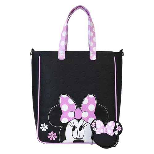 Image of Loungefly Disney Minnie Floral Rock The Dots Tote Bag with Coin Bag