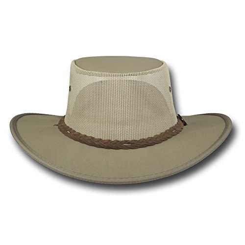Barmah Hats Canvas Drover Hat 1057Be / 1057Kh / 1057Br / 1057Bl - Khaki - Xlarge #TOP2