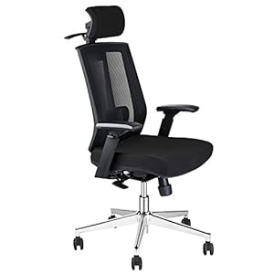 AMILZ Ergonomische bureaustoel, draaistoel van netstof met lendensteun, verstelbare hoofdsteun, rugleuning, armleuningen…