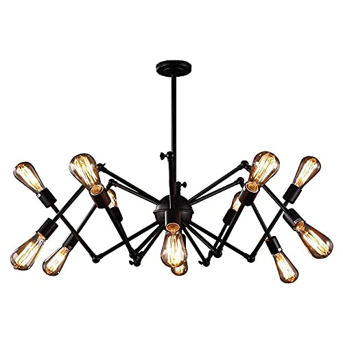Plafonnier 12-lights rétro américain pour sublimer un îlot de cuisine sombre et sans relief