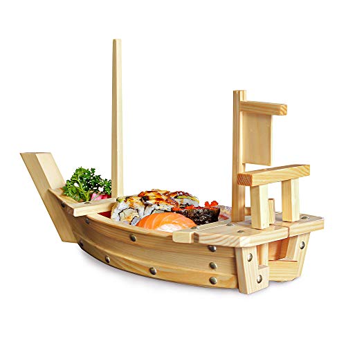 Xmyz Wooden Sushi Tray Serving Boat Plate Large Size 40-60Cm/15”-23” For Restaurant White Pine Sushi Boat Sashimi Plate #TOP26