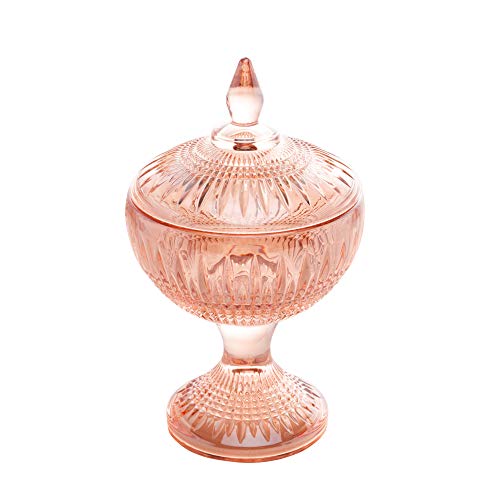 Potiche Decorativo de Cristal com Pé Queen Rosa 14cm x 22cm - Wolff