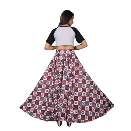 Image of JYESHTA Women's American Crepe Flared A Line Stitched Long Skirt with 12 Mtr Flare 40 in Height | Skirts for Women Long Length | Long Skirts for Girls