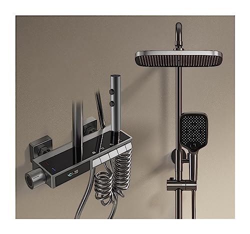 Sistema de ducha digital LED montado en la pared, grifo de ducha de lluvia mezclador de agua caliente y fría y piano moderno para experiencia de baño de spa