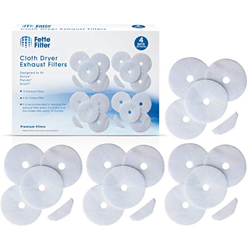 Fette Filter -Premium Material Dryer Exhaust Filters Compatible with Sonya, Panda, Avant, Magic Chef Dryers 16 Exhaust Filters & 4 Air Intake Filters