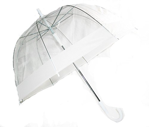 Preisvergleich Produktbild Schöner Regenschirm, transparent, durchsichtig Rand in Weiss, Automatik