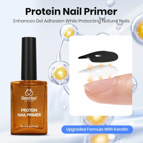 Image of Beetles Protein Nail Prep Dehydrator & Primer with Matte and Glitter Gel Top Base Coat Set, Hema-Free Acid-Free Dehydrator Bond Primer for Acrylic, Gel Nail Polish Gifts