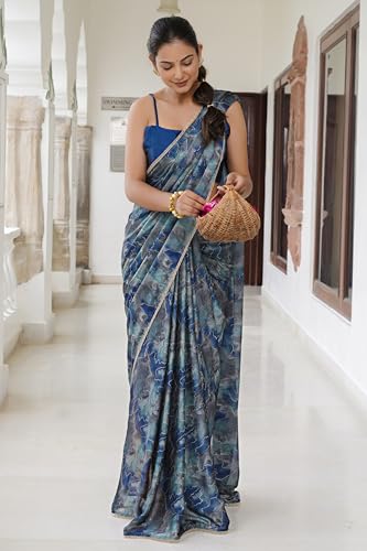 Image of MIRCHI FASHION Saree for Woman Chiffon Colorblock with Foil Work | Shimmer Festive Women's Sari for Wedding Functions and Ceremonies