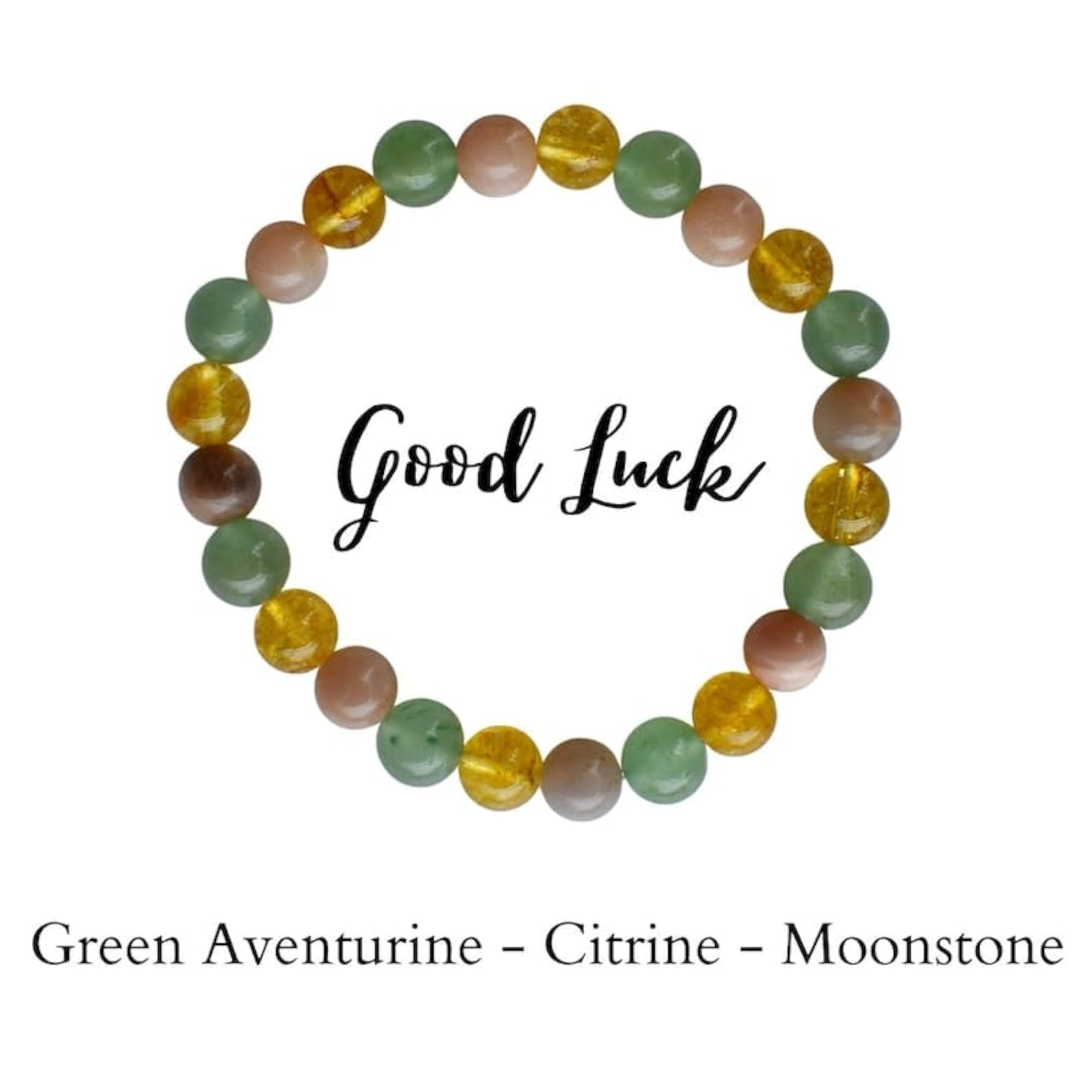 Natural Green Aventurine, Citrine & Moonstone Bead Bracelet, Unisex