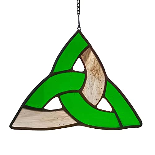 HAOSUM Celtic Trinity Knot Stained Glass Window Hanging Ornament Gift 4.7 ×5.5 