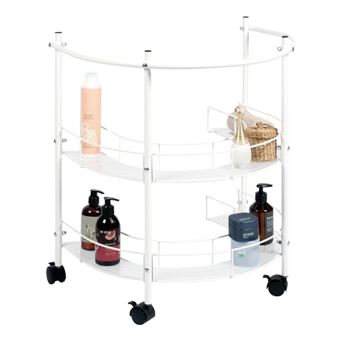 eluno Étagère de lavabo avec 2 étagères et 4 roulettes verrouillables, étagère de salle de bain – Rampe idéale comme porte-serviettes, meuble de...