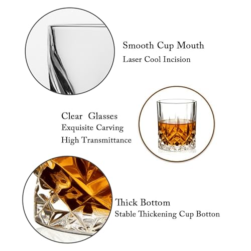 Image of Premium Crystal Whiskey Glasses Set of 6 Large Lead-Free Crystal Glass Tasting Cups Scotch Glasses Tumblers for Drinking Irish Whisky Bourbon Tequila (Small Oxford, 6 * 7.8oz)