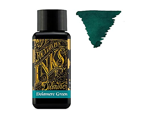 Diamine Füllfederhalter-Tinte, 30 ml, Farbrad, 6 x Flaschen, Delamere Green, Macassar, Kürbis, Zwetschge, Nebelblau, Syrah