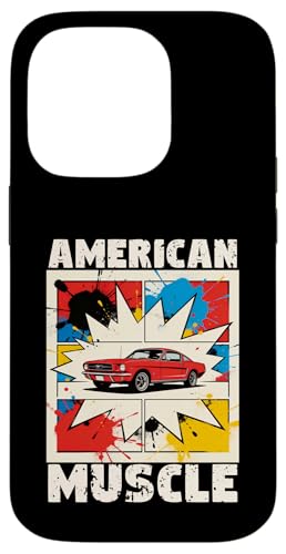 American Muscle Car Lovers Comic Style Auto Mechanic �X�}�z�P�[�X iPhone 14 Pro �p