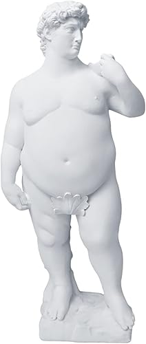 ZYFAB Estatua creativa de David gordo, adorno de resina griega de David escultura de David desnudo, manualidades, sala de estar, oficina,