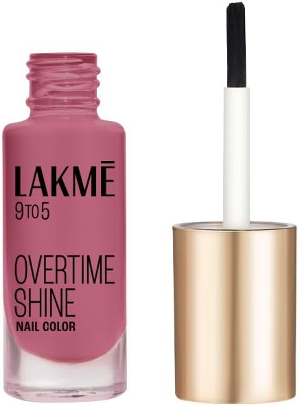 LAKMร 9 to 5 Primer + Glossy Finish Nail Color|| Berry Business|| 6 ml