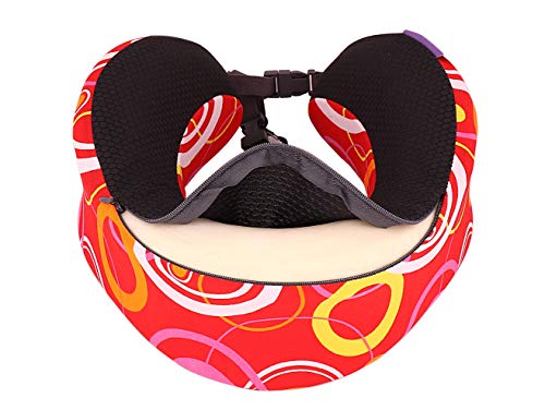 Image of VIAGGI Inova Printed U Shaped Pillow Memory Foam Travel Neck Pillow, Neck Pain Relief Comfortable Super Soft Cervical Pillow - Red