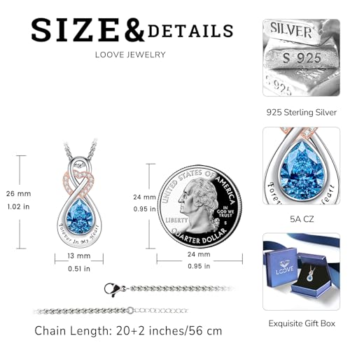 Infinity Urn Necklace for Ashes Sterling Silver Heart Moonstone Turquoise Birthstone Keepsake Memorial Cremation Jewelry for Women4