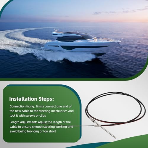 Yunnergo SSC6210 SSC6215 10FT 12FT 14FT 15FT Rotary Boat Steering Cable 16FT 17FT 18FT Compatible with M66X14 M66X16 (14FT)
