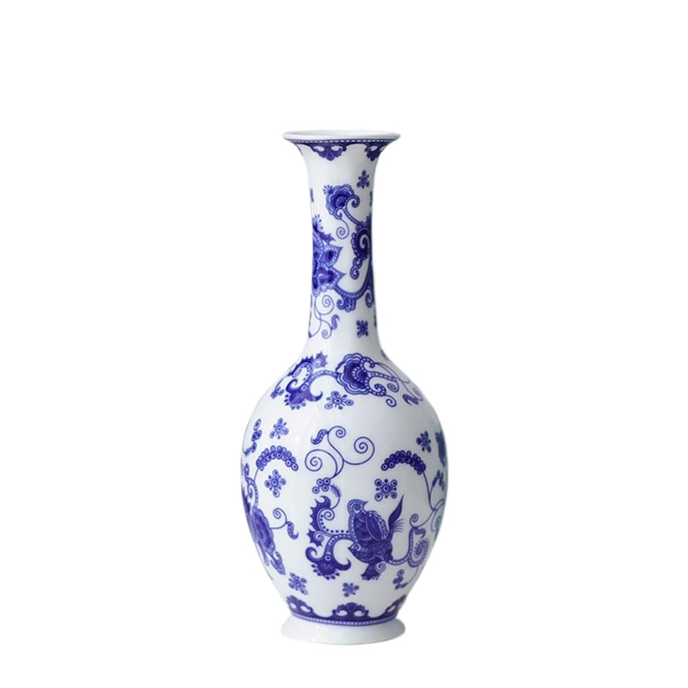 asdchZen Small Blue And White Ceramic Vase, Chinoiserie Ceramic Vase,Jingdezhen Collection Porcelain Vase, Decorative Porcelain Vase, Centerpiece Table Decoration Arrangement,B