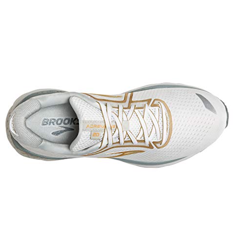 Brooks Brooks Womens Adrenaline GTS 20 Running Shoe - White/Grey/Gold - B - 7.5