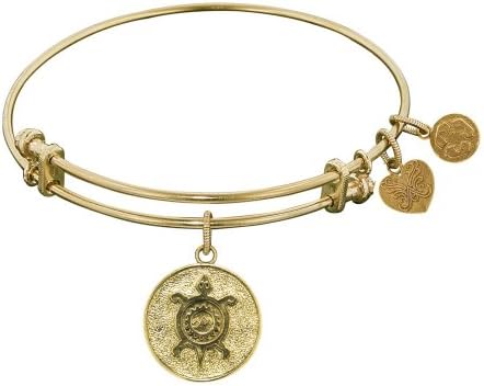 Angelica Collection Non-Antique Yellow Smooth Finish Brass Longevity Turtle Expandable Bangle