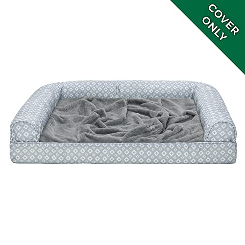 Furhaven Replacement Dog Bed Cover Plush & Diamond Print Nest Top Sofa-Style, Machine Washable - Gray, Jumbo (X-Large) #TOP1