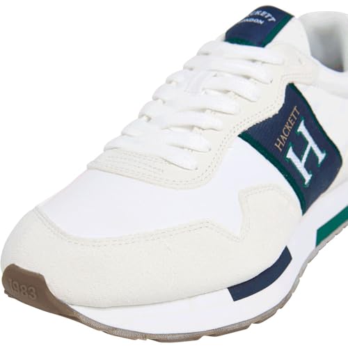 Hackett London Para Hombre. HMS200034 Zapatillas Keston Tape Blanco (43), Plano, Cordones, Casual - 6