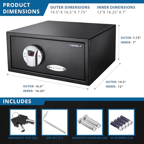 Barska AX11224 Biometric Fingerprint Security Home Safe Box 0.79 Cubic Ft, Black thumbnail 3