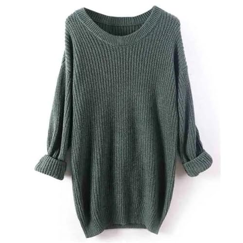 Women Winter Autumn Clearance Wool Knitted Sweater Bat Long Sleeve Pullover O-Neck Solid Jumper