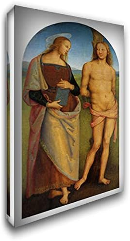 Pala di Sant Agostino (Sant Irene and St. Sebastian) 16x24 Gallery Wrapped Stretched Canvas Art by Pietro Perugino