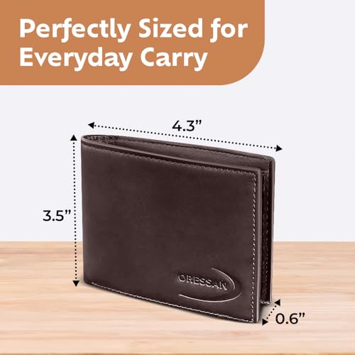Full Grain Leather Wallet for Men – Slim RFID Blocking Card Holder for Men – Bifold Wallet for Mens – Compact & Durable – 8 Card Slots & 2 ID Windows (DARK BROWN)2