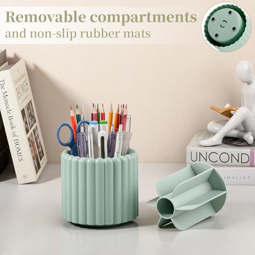 Image of 360 Rotating Pen Holder for Desk Removable Pencil Organizer, Green
