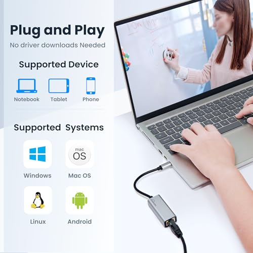 Image of USBC Ethernet Adapter 2 Pack,2Pcs TypeC to RJ45 Ethernet Gigabit Network Adapter Compatible with Windows, MacOS, Linux, and More TypeC to RJ45 with 1000MBPS (2*USB C to RJ45)