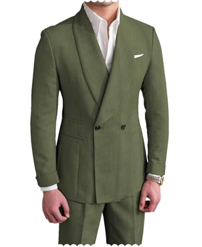Men's Suit 2-Piece Linen Suit Slim Fit Shawl Lapel Men's Suit Wedding Suits Men's Modern Jacket for Business