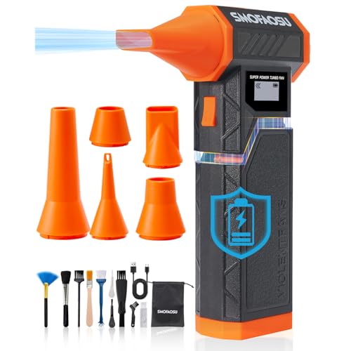 Compressed Air Duster, 300000RPM Jet Fan Electric Air Blower, Cordless Rechargeable 8000mAh Mini Duster with Removable Battery, 4-Speed Adjustable for Detailing, Car, Computer, Electronics Cleaning