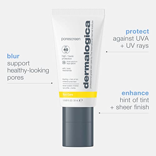 Dermalogica Porescreen Mineral Sunscreen SPF 40 for Face, Sun Protector and Pore Supporting Primer with Zinc Oxide, Multitasking Premakeu...