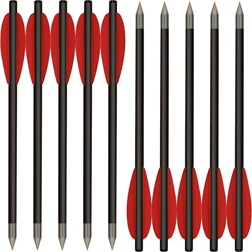 WANVZMR 6,3\Carbon Pistole Armbrust Bolzen Pfeile,Mini Armbrustpfeile Armbrustbolzen mit Stahlspitzen Jagdpfeile für 50-80 lbs Pistolenarmbrust Präzisionsziel,Schießübungen und kleine Jagd(12stk rot)