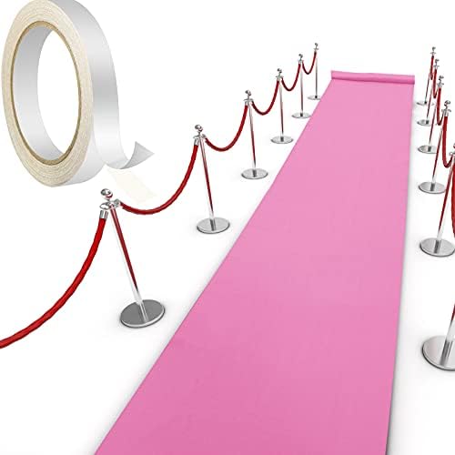 Carpet Runner Runway Rug 55gsm Thickness with 1 Piece Carpet Tape for Wedding Christmas Xmas Thanksgiving Outdoor Accessories, Wedding Party Hallway Rug(Pink, 4 x 30 Feet)