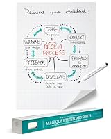 EasyCling® Magique Whiteboard Folie Selbstklebend - Elektrostatische Folie mit 25 Blatt & 1 Boardmarker Inkl, Abwischbar und Wiederbeschreibbar, Geeignet für alle glatten Flächen, 60 x 80cm (Gridded)