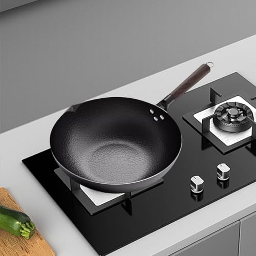 Wok de hierro 12.60 pulgadas con mango de madera miniatura 3
