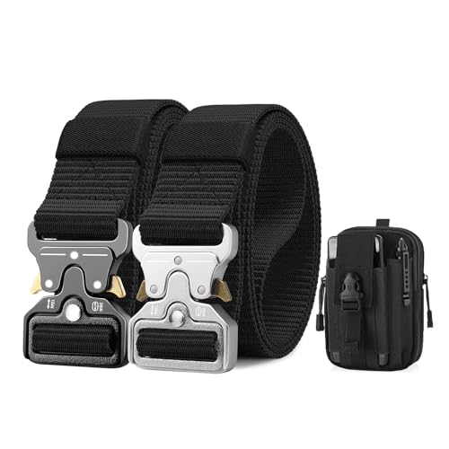 Ceinture tactique homme nylon idéale pour randonnée et camping avec pochette Molle