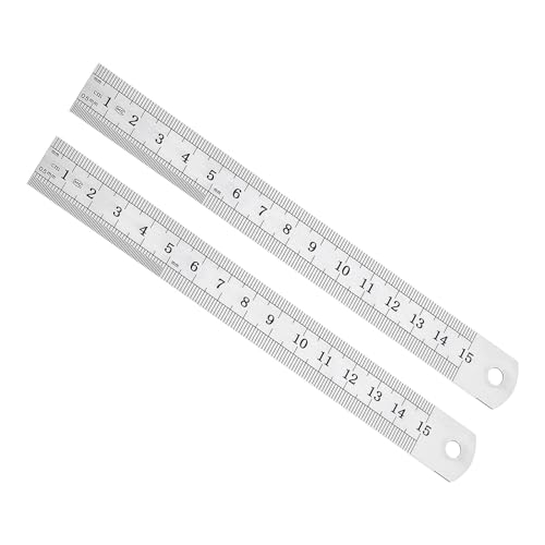 Kozelo 2Pcs Regla de Acero Inoxidable 15Cm/ 6 Pulgadas Herramientas de Medición Metálicas de Borde